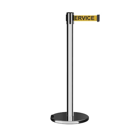 Montour Line Retractable Belt Rolling Stanchion, 2.5ft Pol.Steel Post  7.5ft Serv P400RL-PS-OUTOFYB-75
